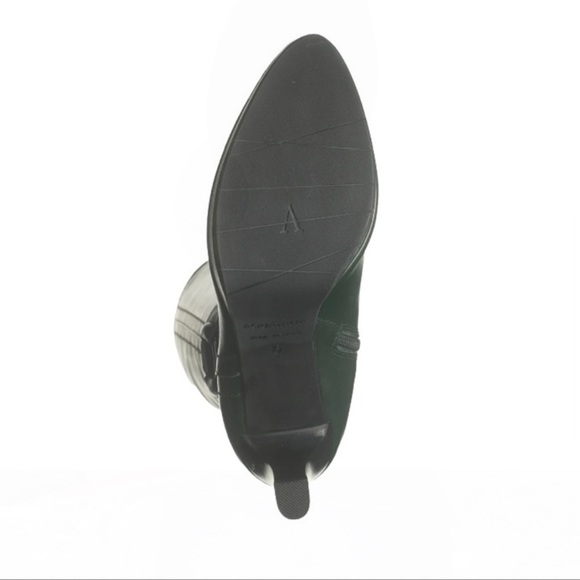 Aquatalia Ryleigh Water Resistant Dark Green Genuine Leather Knee High Boots NEW - Picture 4 of 13